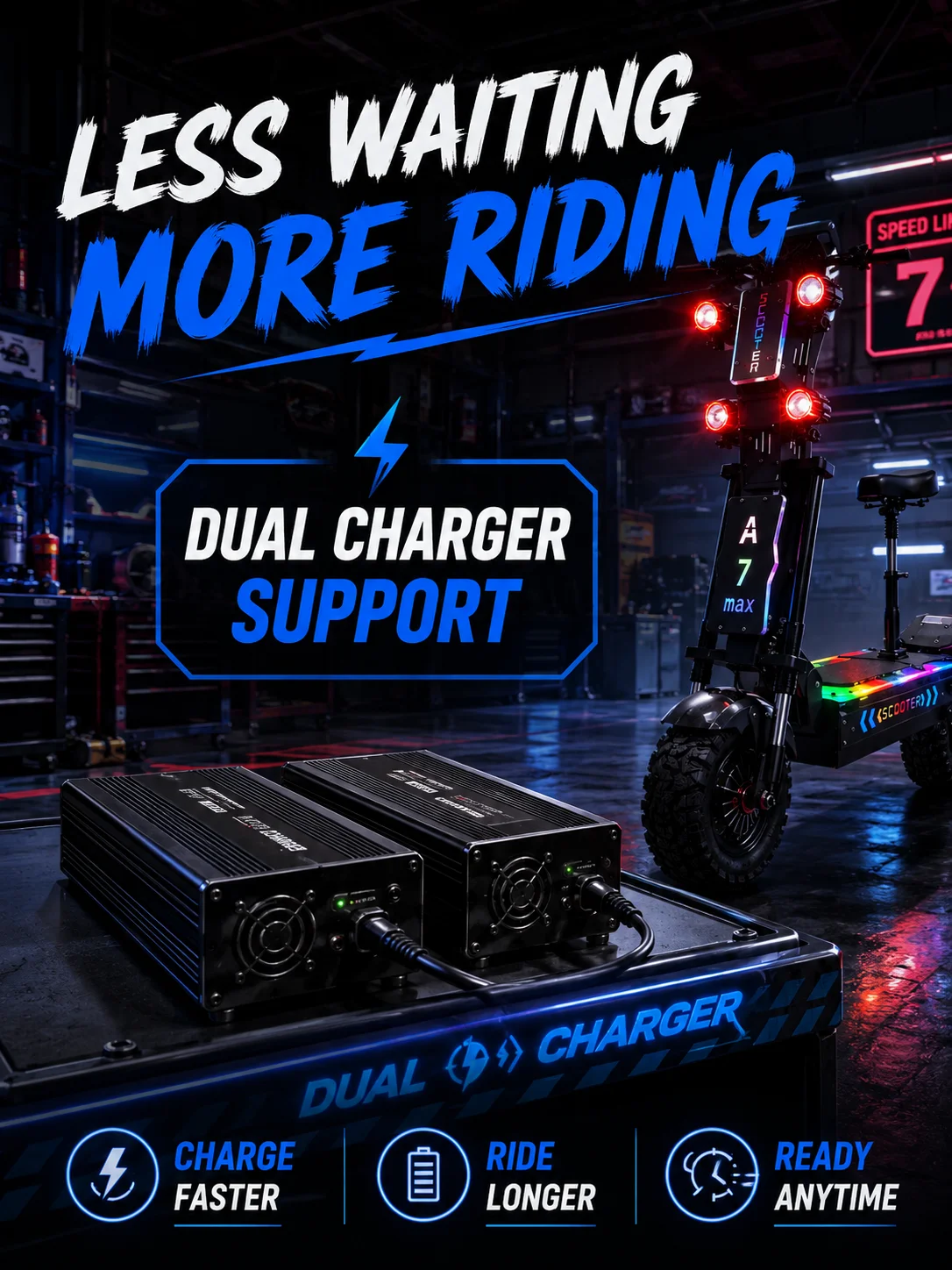 MAX 13-Inch Off-Road Electric Scooter – Dual 5000W Motors, 72V 50Ah Battery, High-Performance Adult E-Scooter for Extreme Riding 8