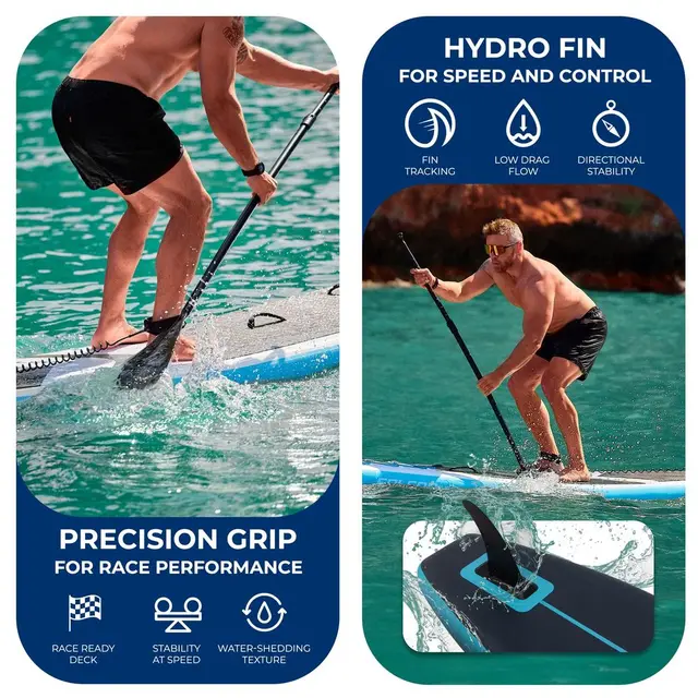 14 Inflatable Stand  Paddle Board for Racing 28 Narrow Design for Expert Paddlers with NonSlip EVA Deck Pad, Includes Premium