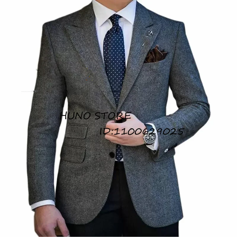 Men's Herringbone Jacket Single Breasted Slim Fit Fashionable and Comfortable Commuting Business and Leisure Suit Jacket Men Suits Jackets