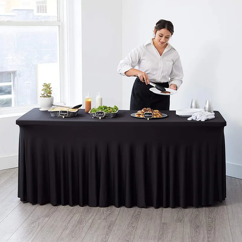Description Picture 4 of itemRectangular Elastic Spandex Skirt Table Cloth Hotel Event Party Wedding Ruffled Table Cloth Stretch Table Cover