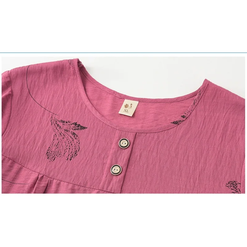 New Women's Summer Pajama Sets Casual Short Sleeve Suit Loose Pijama Feminino Plus Size Homewear Grandma Two-piece pyjama femme