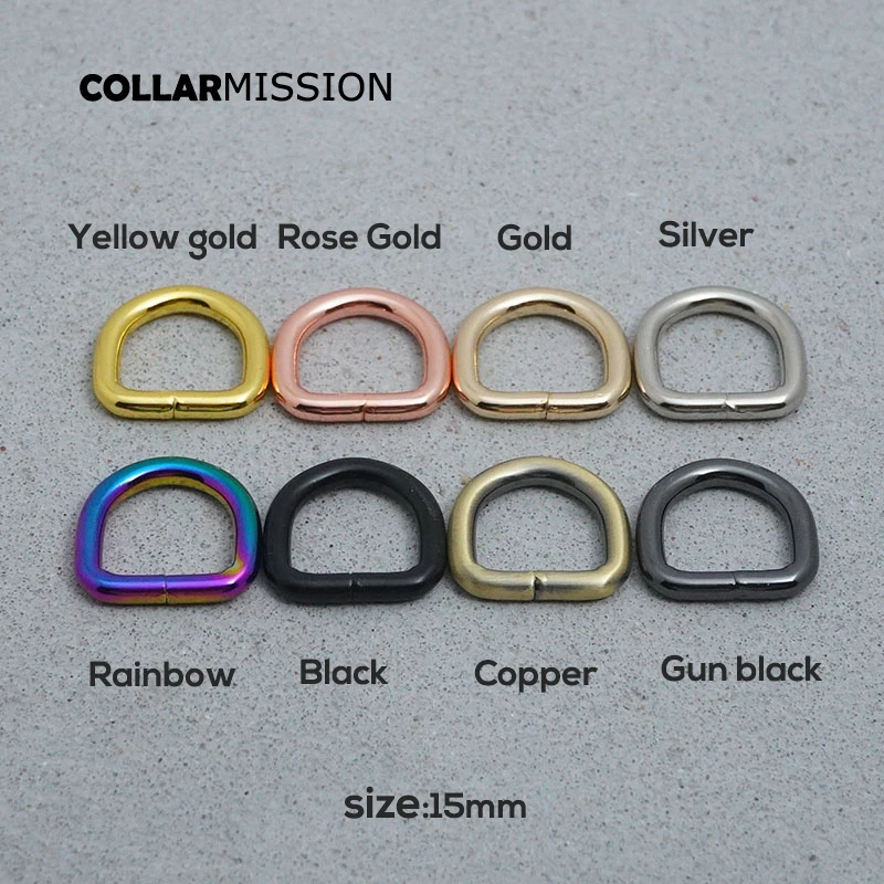 1PC 15mm 비 용접 니켈 도금 금속 D-링 하드웨어 DIY 의류 수하물 배낭 칼라 스트랩 액세서리에 대 한 8 가지 색상