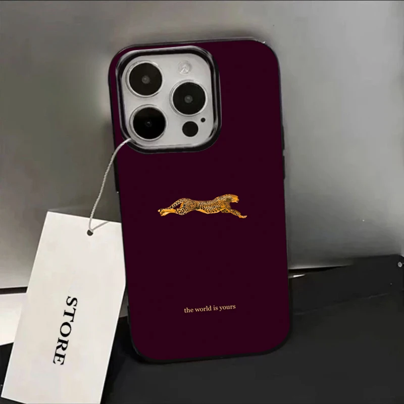 Chic Leopard Print Burgundy Matte Silicone Soft Phone Case Cover