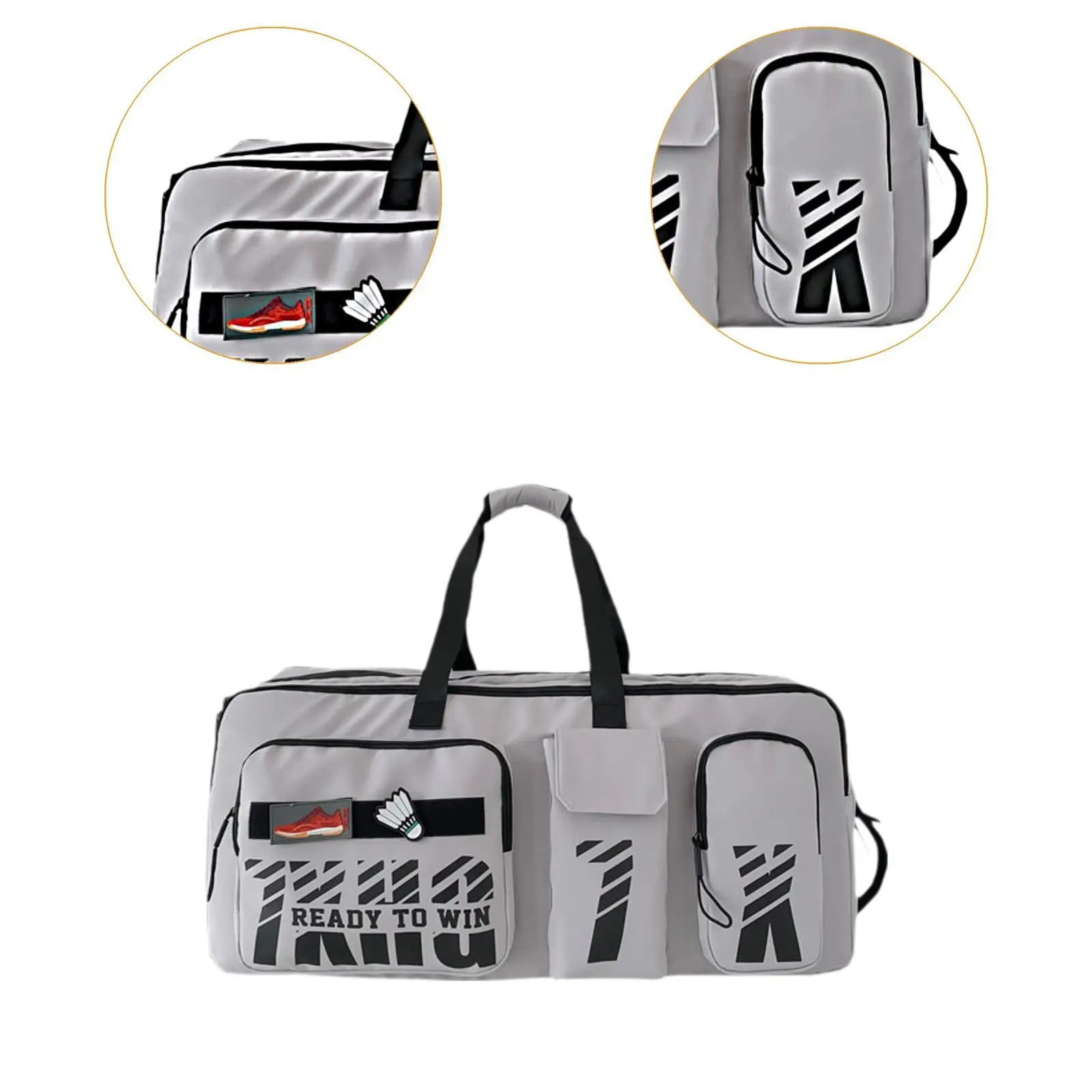 Badminton Bag for Adults Racquet Carry Bag Zipper Closure Waterproof Duffle Bag with Shoe Compartment for Professional Athletes 5