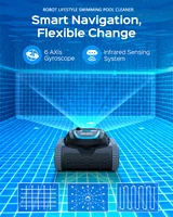 Robot Swimming Pool Cleaner Cordless APP Control Rechargeable Lithium Battery 6400mAh Route Planning for Tiles,PVC,Mosaic,Cement 6