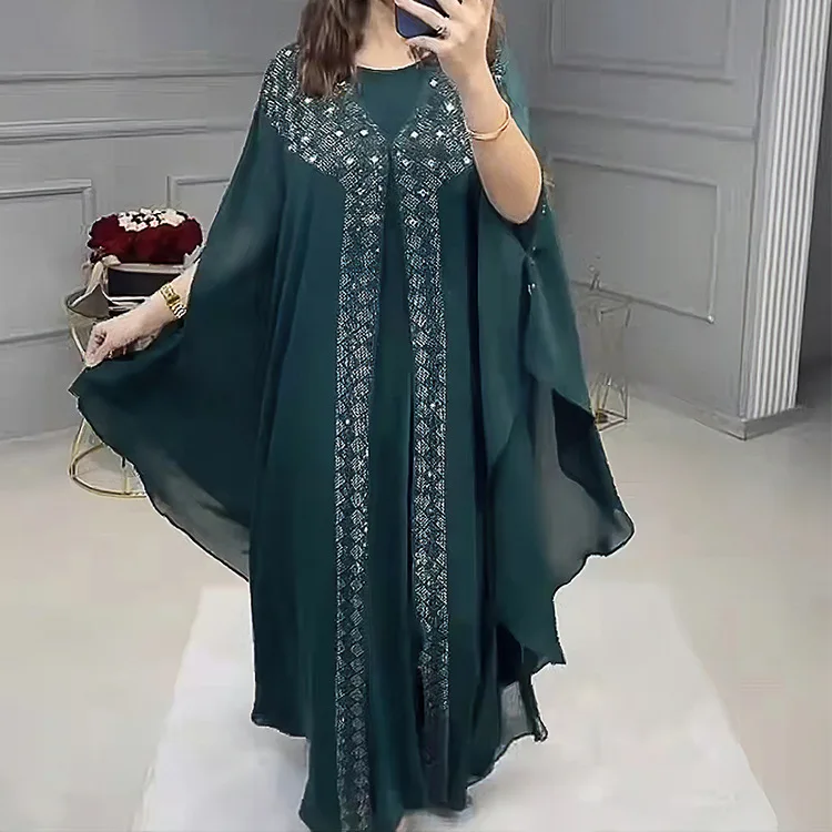 Abayas For Women Chiffon Dubai Boubou Muslim Fashion Dress Luxury Caftan Marocain Evening Party Dresses Robe Djellaba Femme 2024