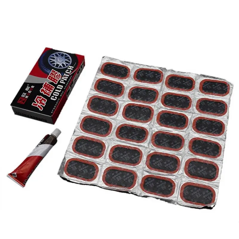 

Tire Patch Kit With Glue Small Large Square Tire And Tube Patch Tire Puncture Repair Patch For Radial And Bias Tires Truck