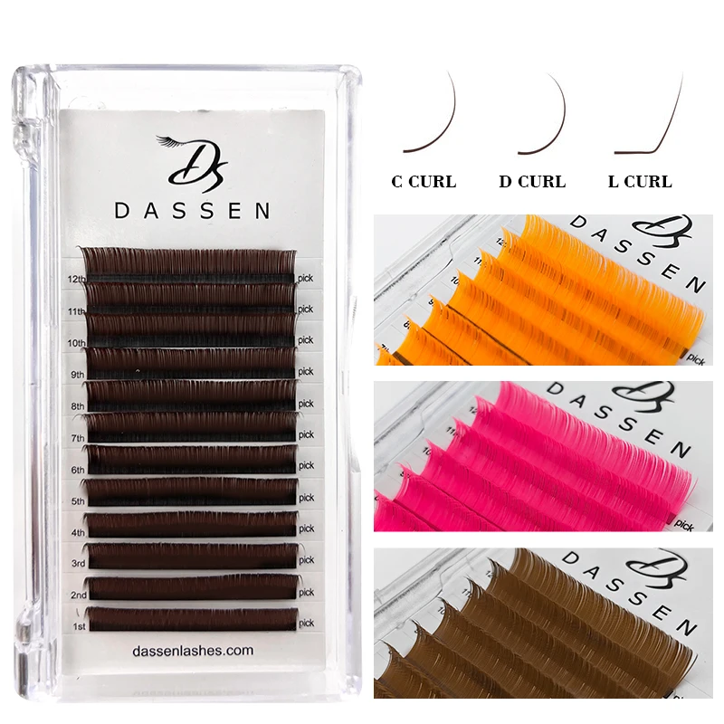 

Dassen L Ellipse Flat Lashes Natural Soft Split-tips Brown False Flat Eyelashes Professional Color Ellipse Faux Mink Lashes