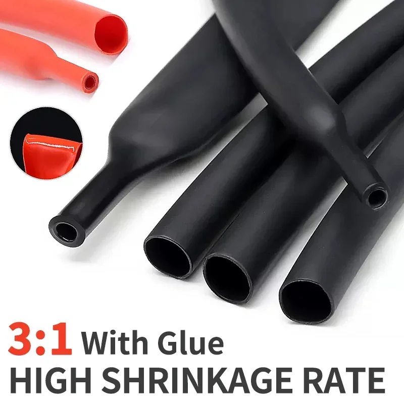 10/50 Meters 3:1 Heat Shrink Tube with Glue Polyolefin Shrinking Assorted Heat Shrink Tube Wire Cable Sleeving Tubing