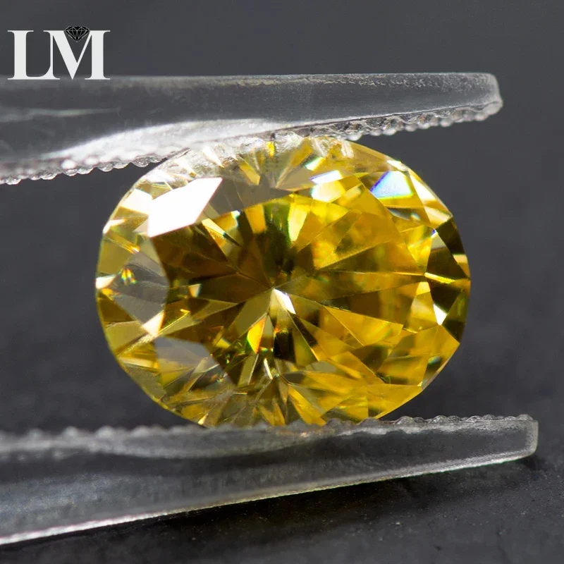 

Moissanite Loose Diamond Oval Cut Lemon Yellow Color Lab Grow Gemstone Jewelry Making Materials Comes with GRA Certificate