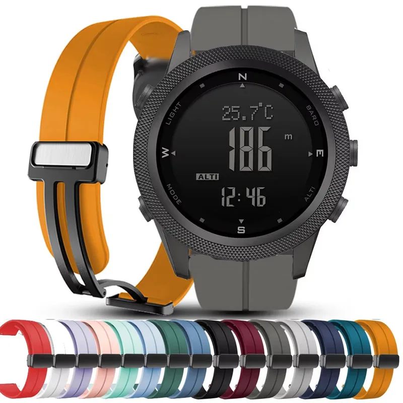 Sports Silicone Strap with Magnetic Buckle - 22mm Watchband Accessory