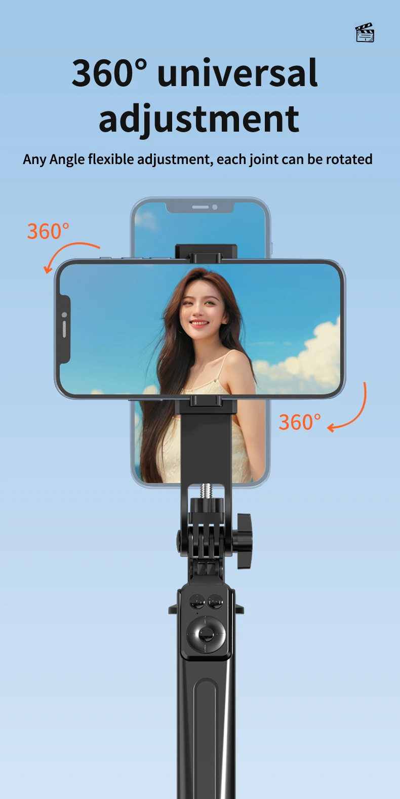 Description Picture 4 of itemBOEICA A17 180cm Selfie Stick Foldable Monopod With Detachable Bluetooth Remote Control Tripod Stand for Cell Phone Camera
