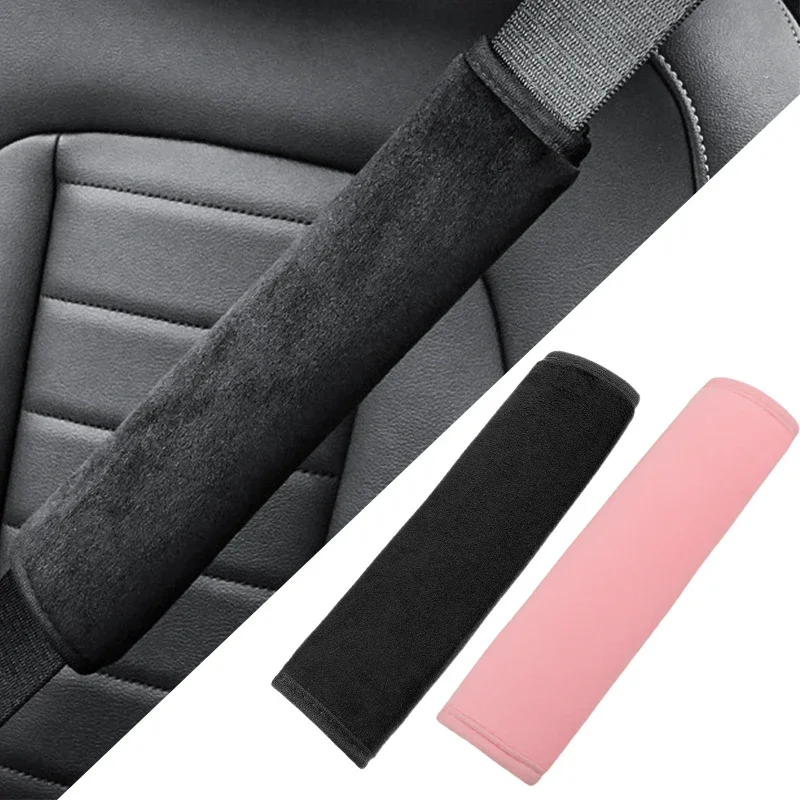 Black/Pink Car Seat Belt Cover Adjustable Plush Seat Belt Cover Shoulder Strap Covers Universal Automotive Interior Accessories