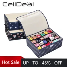 

24 Grid Oxford Cloth Storage Boxes Printed Foldable With Covered Socks Underwear Stationary Box Multifunctional Drawer Washable