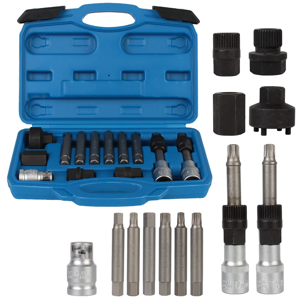 

13 Pcs/Set Universal Alternator Freewheel Pulley Removal Engine Auto Tool Set Car Belt Removal Wrench Tool