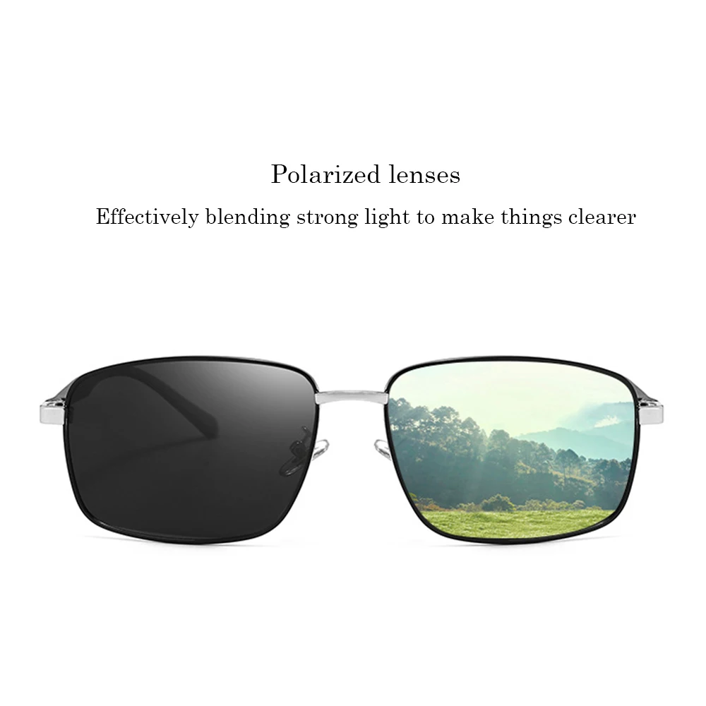 Men's Polarized Sunglasses Cycling Driving Fishing Square Metal Frame