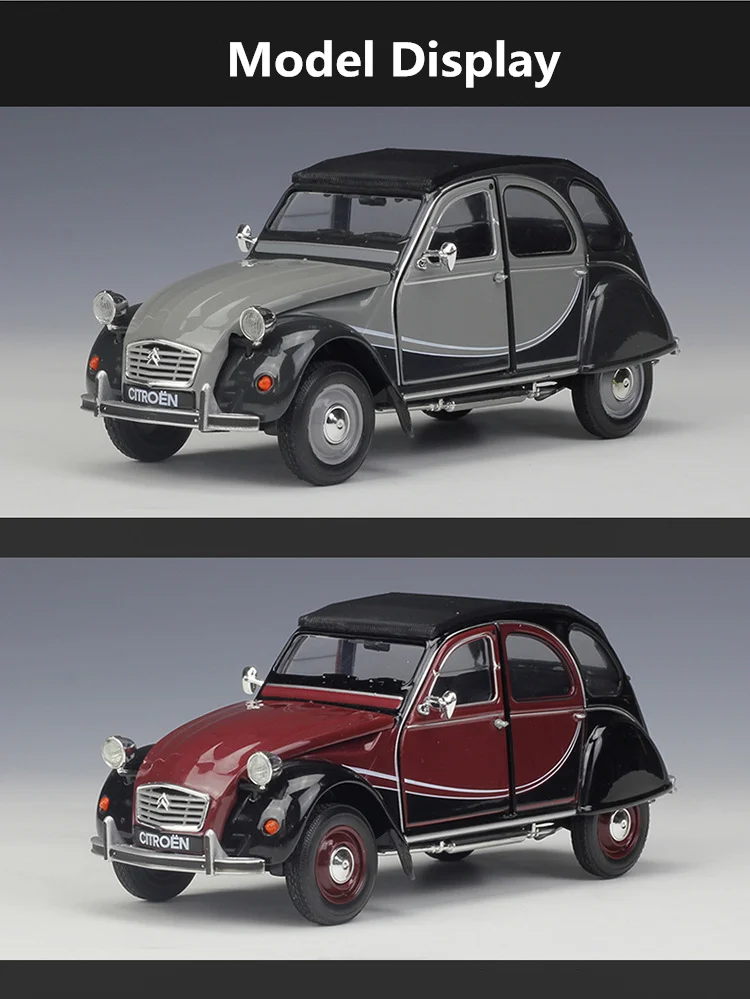Welly Citroen 2CV Charleston 1:24, Modello In Metallo Con Parti In Plastica, Porte Apribili, Marrone/rosso/nero, 17 Cm
