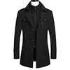 2024 Autumn Winter Double Collar Wool Coat Middle-aged Men's Business Fashion Handsome with Solid Color Woolen Men's Coat  M-4XL 2