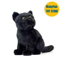 Black Cat High Fidelity Anime Cute Plushie Black Panther Plush Toys Lifelike Animals Simulation Stuffed Doll Kawai Toy Gifts Kid 1