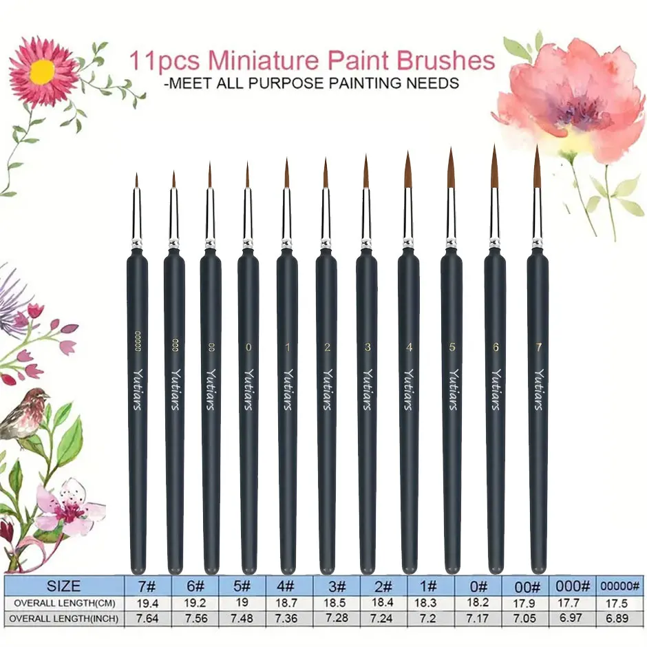 11pcs Miniature Paint Brushes Set Fine Detail Paint Brush Fine Mini Artist Brush For Watercolor Painting Acrylic Face Paint 2