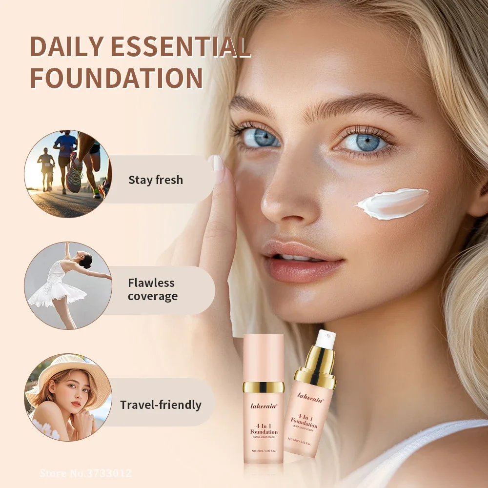 Liquid Foundation White Color Changing Foundation SPF30 Soft Matte Long Lasting Hydrating Makeup Base Concealer CC Cream 30ml 4