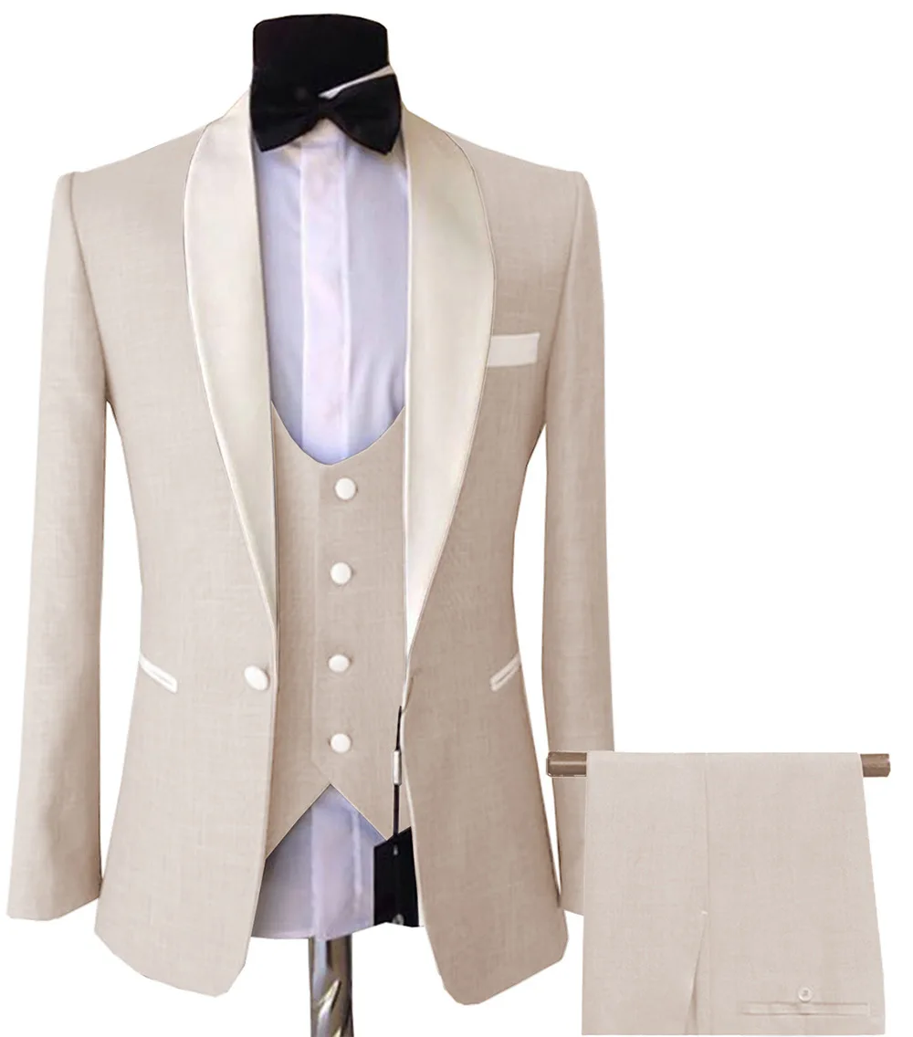 Business Suit Jacket Coat Blazers Trousers Waistcoat Men's Wedding Three Pieces Pants Vest Large Size Professional Suits