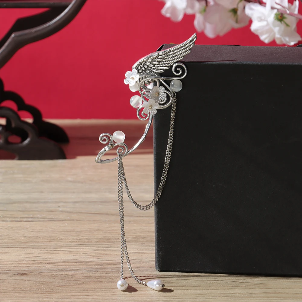 Long Fringe Drop Elf Earring Earring No Piercing Silver Color Elf Ear Clip Goth Halloween Women Daily Party Jewelry