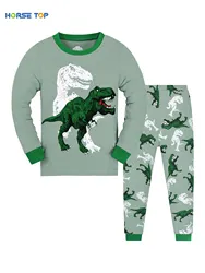 Children's Dinosaur Pajama Set - T-Rex Pattern Long Sleeve Top & Pants, Cozy Loungewear - 7Y (A166)