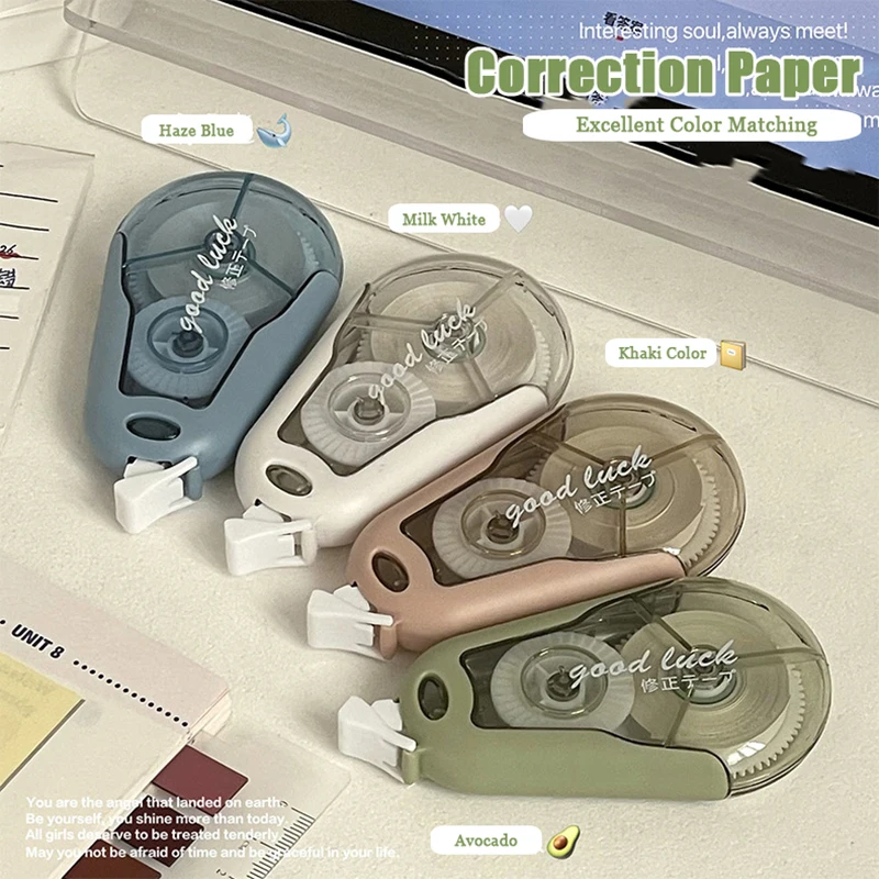 Correction Tape With High Aesthetic Value Four Colors Large Capacity Correction Tape With Flip Cover Silent and Smooth Student correction tape