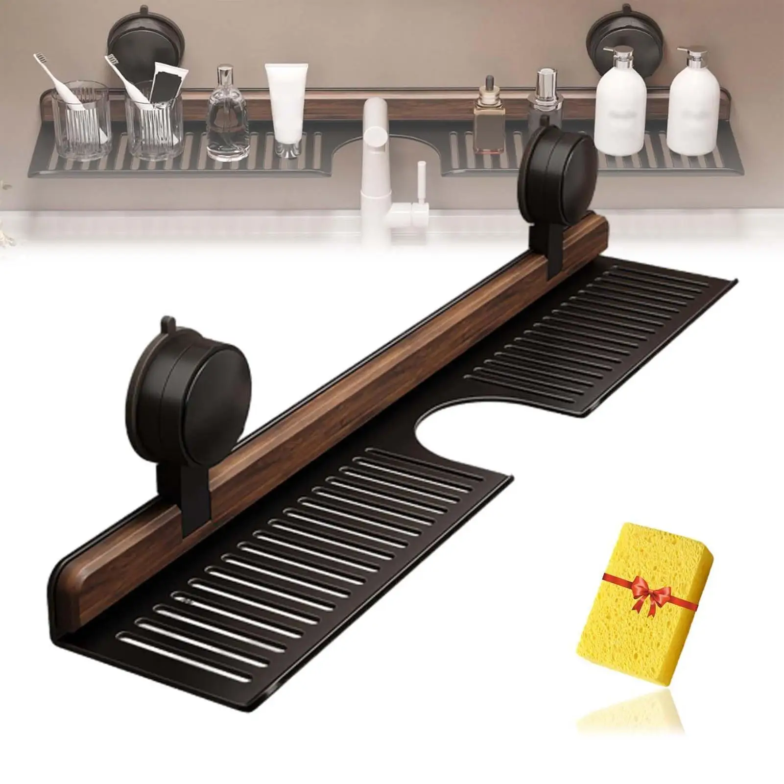 ชั้นวางของในห้องน้ำแบบติดผนัง ไม่ต้องเจาะ แข็งแรง ทนทาน สำหรับวางขวดแชมพู ขวดสบู่ ใช้ได้กับอ่างล้างหน้า อ่างล้างมือ ห้องน้ำ ห้องครัว 1