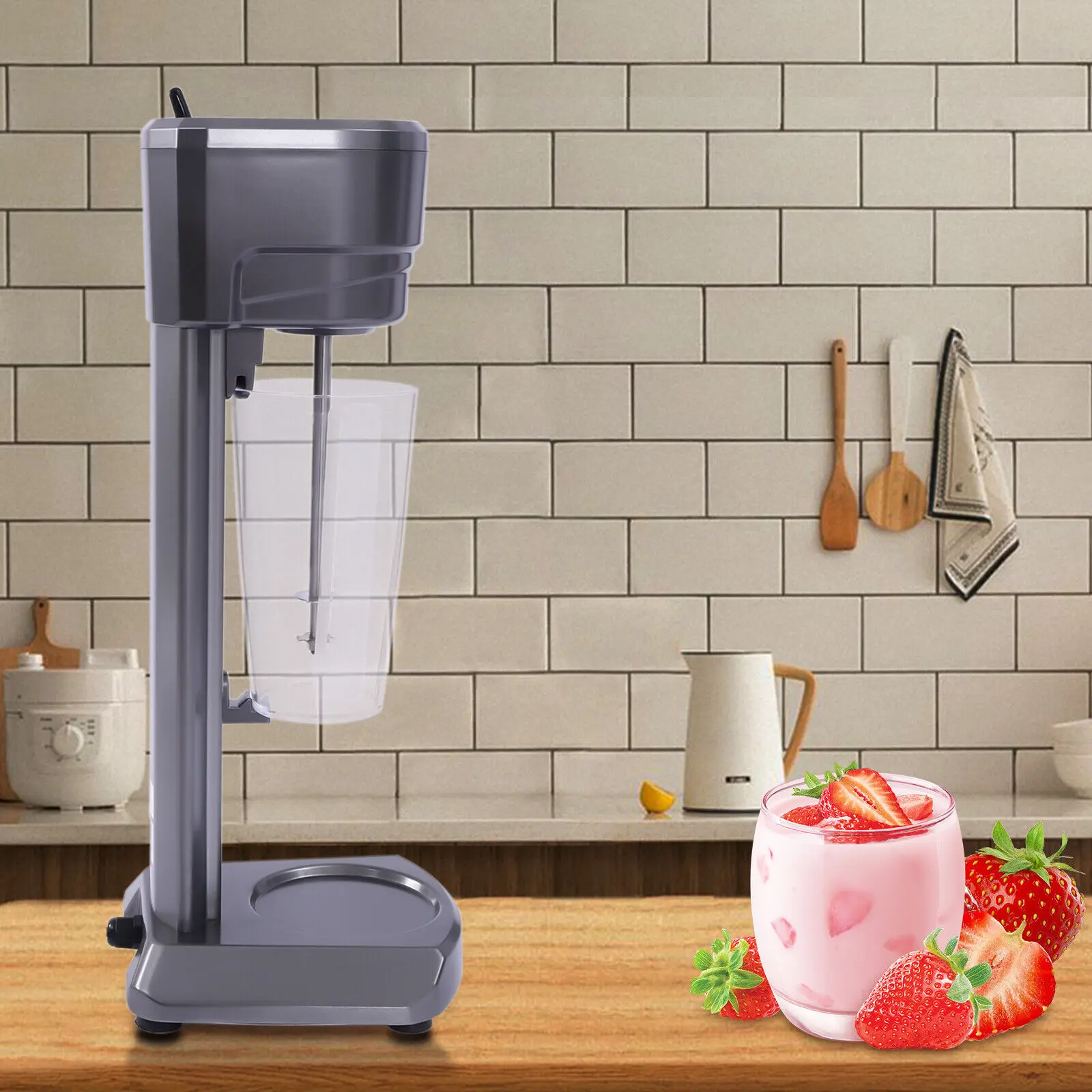 

New Commercial Electric Milkshake Maker Machine Stainless Steel Milk Drink Mixer