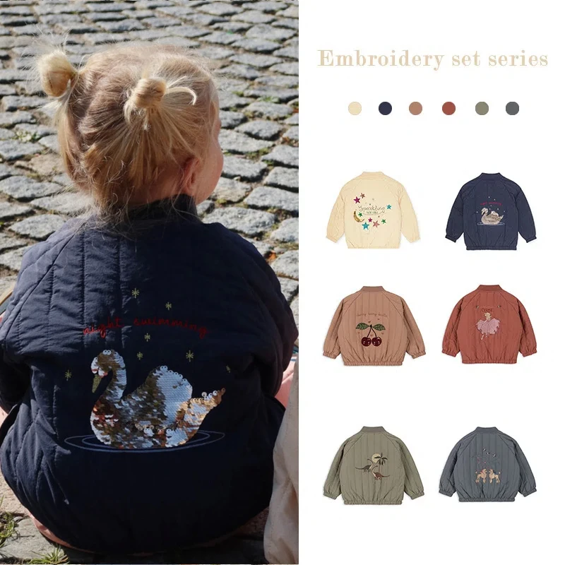 Children's Jacket Autumn/Winter KS New Nordic Style Cartoon Warm Flight Jacket for Boys and Girls Winter Add fluff