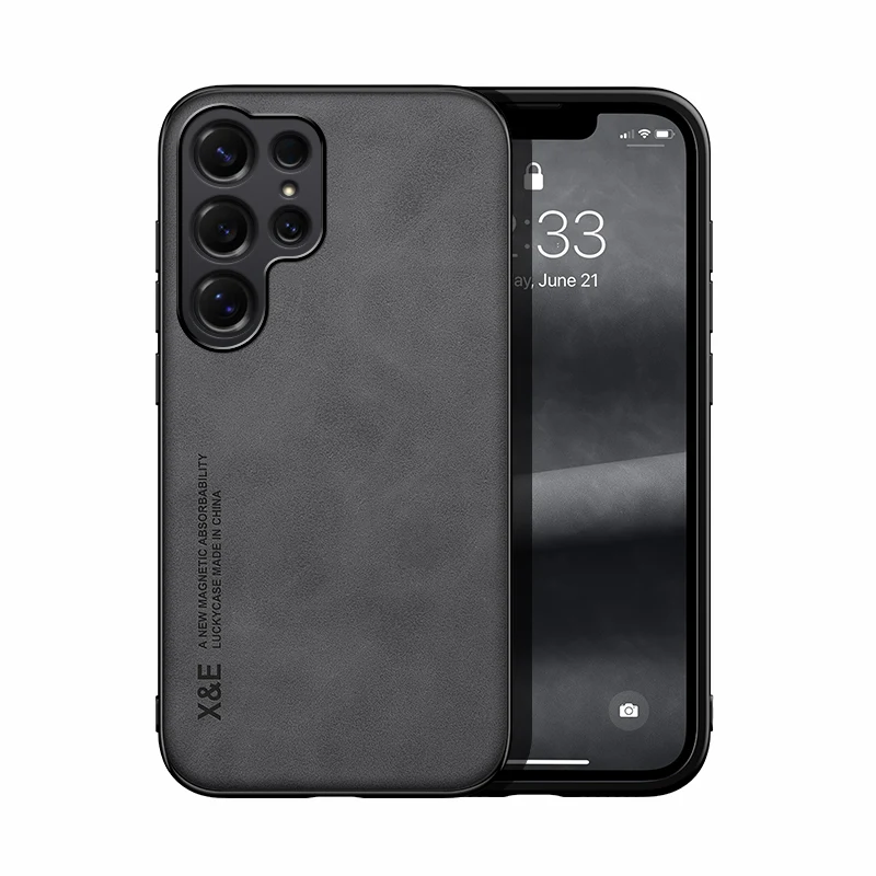 Suede Sheepskin Leather Magnetic Phone Case Cover