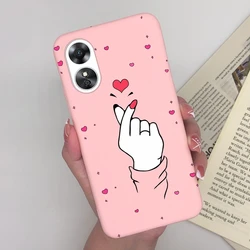 Love Heart Matte Silicone Durable Phone Cover - Stylish and Protective for OPPO A17K 4G (MP1)
