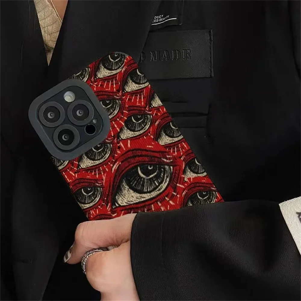Fashion Spooky Scary Red Eye Silicone Case For iPhone 13 14 15 Pro Max 11 12 Mini SE 7 8 Plus X XR XS MAX Soft Shockproof Cover