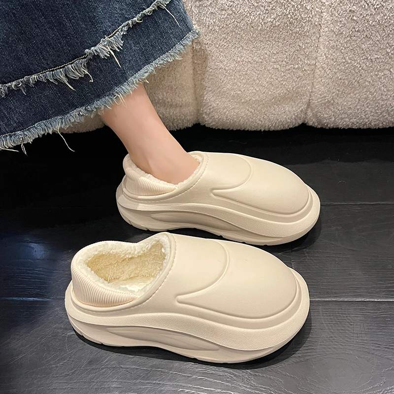 

Fujeak Neutral Bread Cotton Shoes Plus Size Casual Faux Fur Boots Outdoor Anti-slip Warm Women's Shoes Comfortable Soft Sole