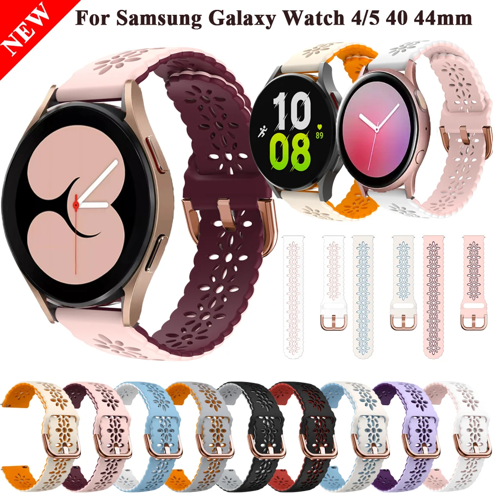 

Ремешок силиконовый кружевной для наручных часов Samsung Galaxy Watch 4/5 40/44 мм, классический браслет для часов 46/42 мм, Active 2 40 44 мм для девушек, 20 мм