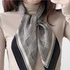 27.58" Black Gray Houndstooth Square Scarf Boho Thin Silk Feeling Neck Scarf Professional Decorative Small Scarf For Women 2