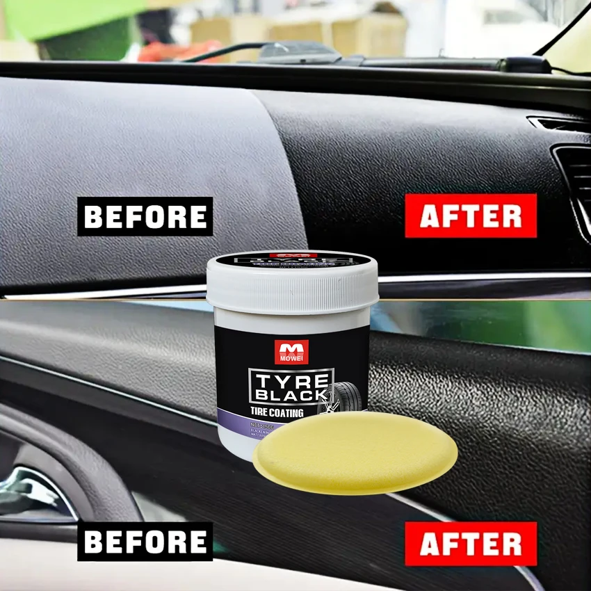 Tire Coating Wax 150g - Enhanced Black Shine, Durable Protection Wax for Car and Motorcycle Tires, Exterior Decoration Restorati 5