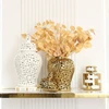 Ceramic Checkmate Jar Hollow Gold Ginger Jar Flower Vase Hollow Storage Tank Porcelain Handicraft Home Decoration Accessories 2