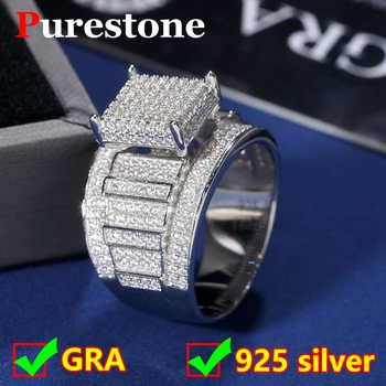 Hip hop Three Styles Moissanite Ring Original 925 Sterling Silver Jewelry Moissanite Diamond Ring for Women Men