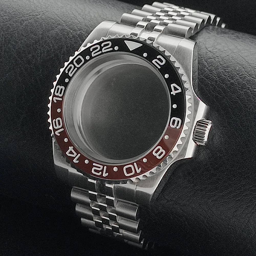 Premium GMT Watch Case with Bidirectional Sapphire Bezel and Slide Buck, 40MM, 5Bar Water Resistance
