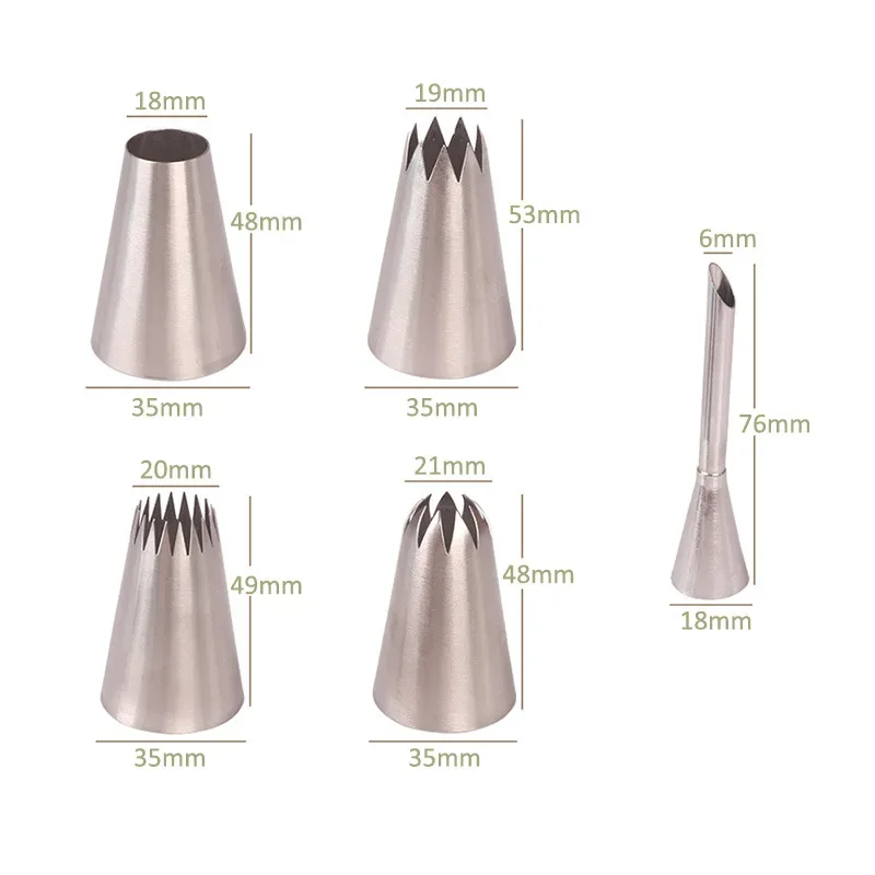 Cake Decorating Nozzle Set Extra Large Puff 6-Piece Set 6PCs Cookie Puff Cream Pastry Nozzle Set Baking Tools cake decorating tip set,cake icing nozzles,baking nozzle set,cake decorating nozzle set