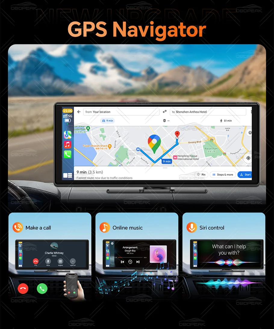 11.3" Touch Screen 5K UHD Dash Cam T8 Pro Wireless CarPlay Android Auto Airplay