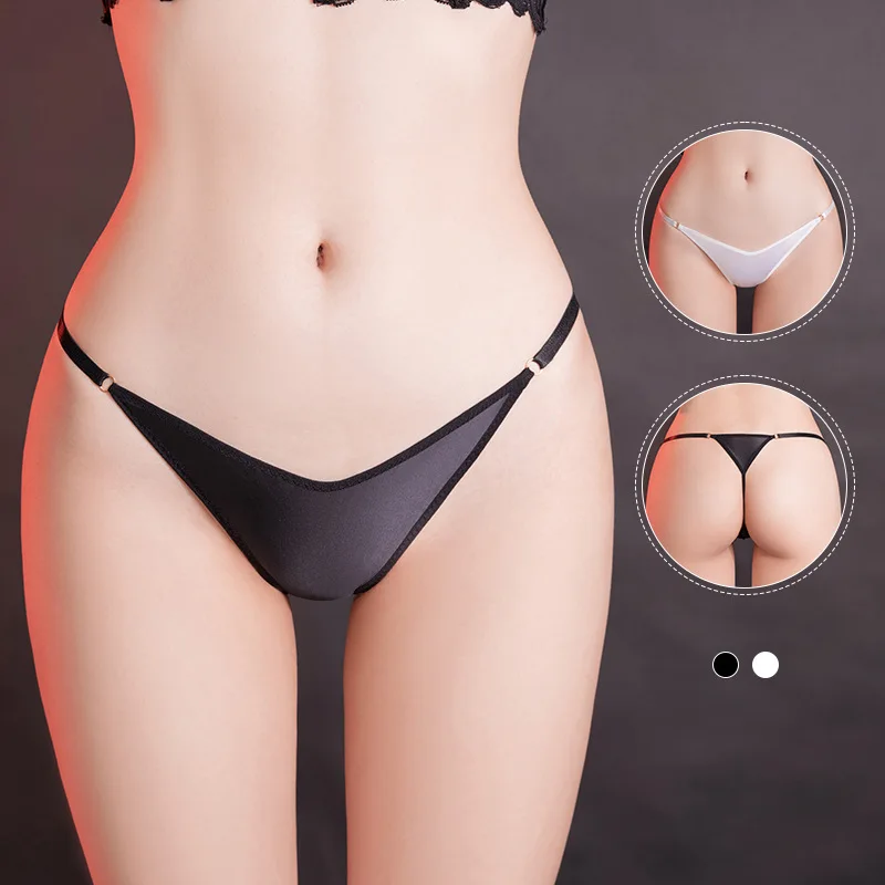 

V Shaped G-string Women Sexy Underwear T-back Thongs Ladies Bikini Trunks Silky Underpants Mini Panties Female Glossy Lingerie