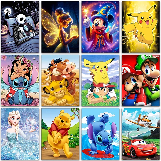 Diamant peinture Disney lilo et point Super Mario Pikachu décor à la maison plein carré et rond diamant mosaïque broderie point de croix 1