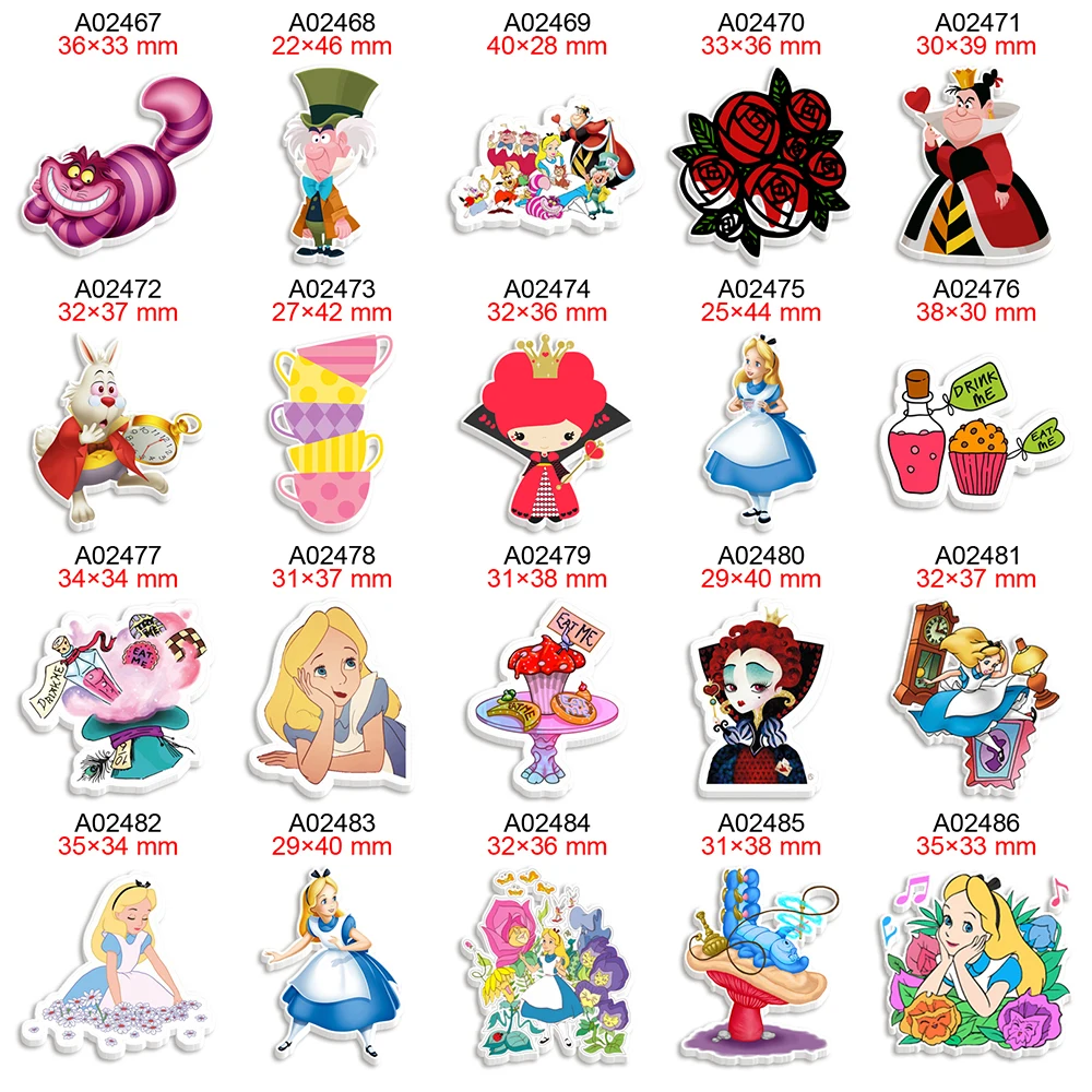 

Alice In Wonderland Printed Disney Flatback Planar Resin Cabochon For DIY Craft Supplies