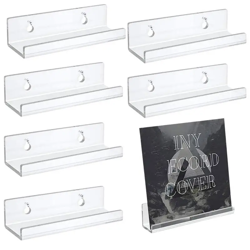 6 Pezzi Acrilico Trasparente Record Cd Storage Rack Soggiorno Decorazione Vinile Record Shelf Wall Holder Record Display Shelf
