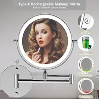 8" Wall Mounted Bathroom Makeup Mirror with 3 Color Light,Double Sided 1X/10X Magnifying Lighted Mirror LED Mirror for Shaving - Image 2
