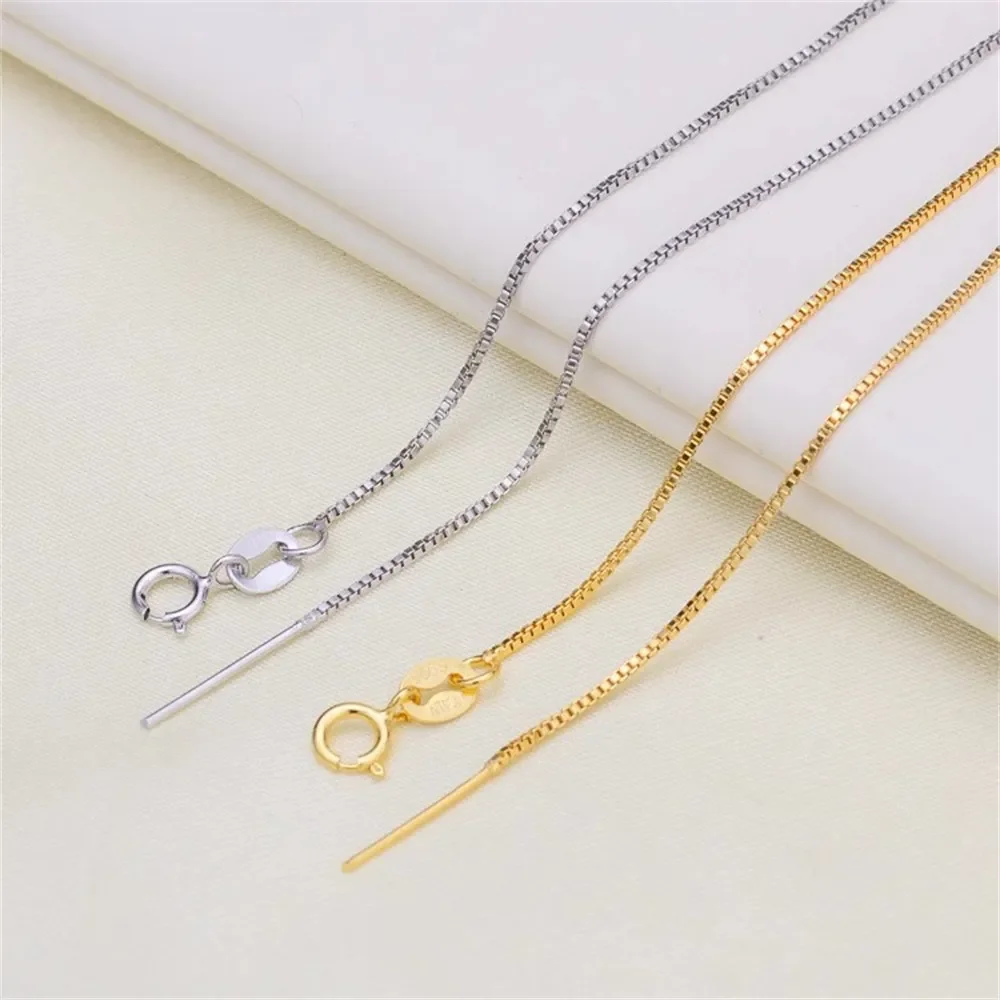 

DIY Pearl Accessories S925 Sterling Silver Necklace Pin Necklace Plated White Gold Box Chain Needle Fine Chain S004